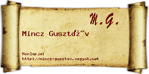 Mincz Gusztáv névjegykártya